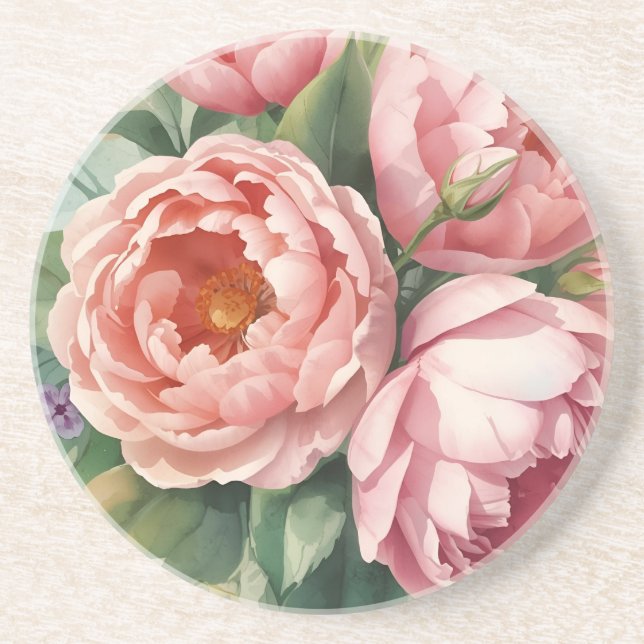 Vintage Big Pink Flowers Underlägg (Framsidan)