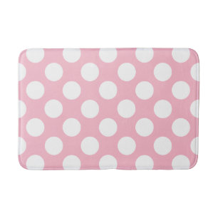 Vintage Big Polka dots White Pastel Rosa Mönster Badrumsmatta