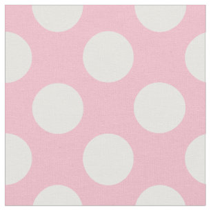 Vintage Big Polka dots White Pastel Rosa Mönster Tyg