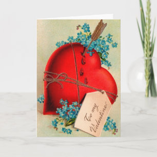 Vintage Big Red Bleeding Heart Valentine vycard Helgkort