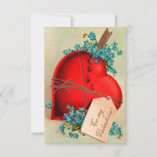Vintage Big Red Bleeding Heart Valentine vycard Inbjudningar