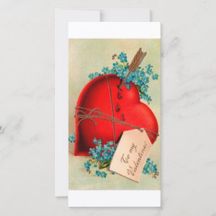 Vintage Big Red Bleeding Heart Valentine vycard Julkort