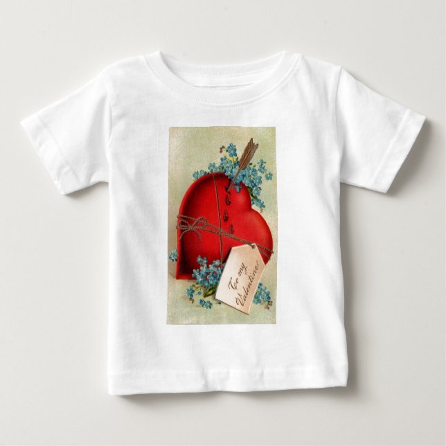 Vintage Big Red Bleeding Heart Valentine vycard Tee (Framsida)