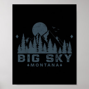 Vintage Big Sky Montana Mt Skidberg Utomhus Va Poster