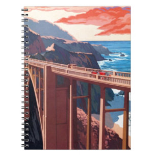 Vintage Big Sur Bixby Bridge USA Turism Anteckningsbok