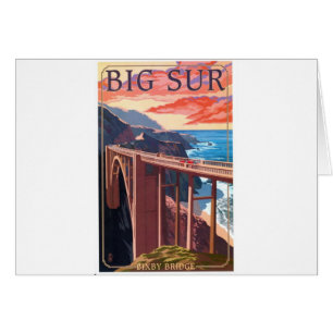 Vintage Big Sur Bixby Bridge USA Turism Hälsningskort