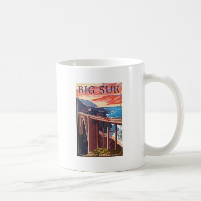 Vintage Big Sur Bixby Bridge USA Turism Kaffemugg (Höger)