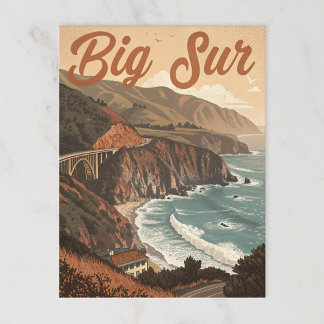 Vintage Big Sur: Cliffside Vågar Vykort