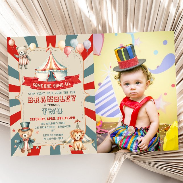 Vintage Big Top Circus Carnival Birthday Photo Inbjudningar (Skapare uppladdad)
