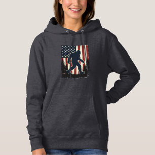 Vintage Bigfoot Amerikansk Flagga Skog Vektor Desi T Shirt