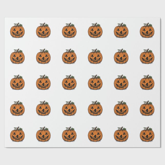 Vintage Bigfoot Pumpa Halloween Vektordesign_1 Presentpapper (Platt)