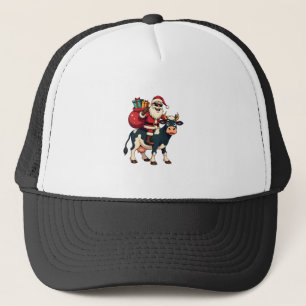 Vintage Bigfoot Tomte Ridande Ko Jul Roligt F Keps