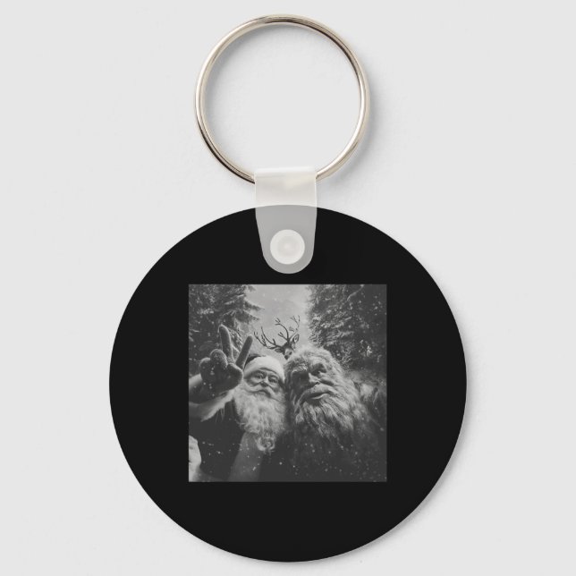 Vintage Bigfoot Tomte Selfie Jul  Nyckelring (Framsida)