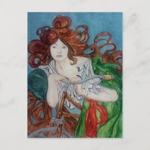 Vintage Bike Art nouveau Alphonse Mucha Vykort