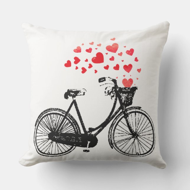 Vintage Bike med Kärlek Hearts Utomhuskudde (Framsida)