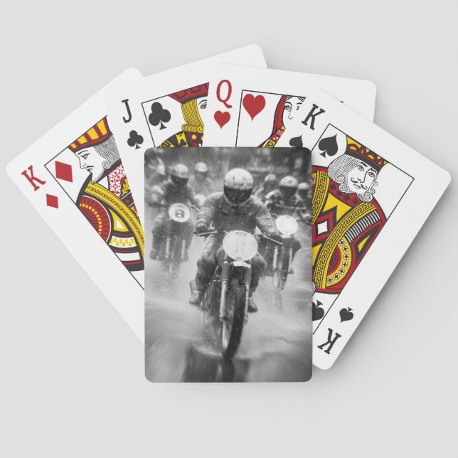 Vintage Biker Rain Ride Playing Cards Casinokort (Baksidan)