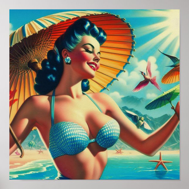 Vintage Bikini Pin-up Poster (Framsidan)