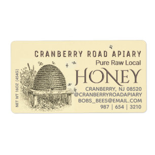 Vintage bikupa med gult för honungsfrakt av bin fraktsedel