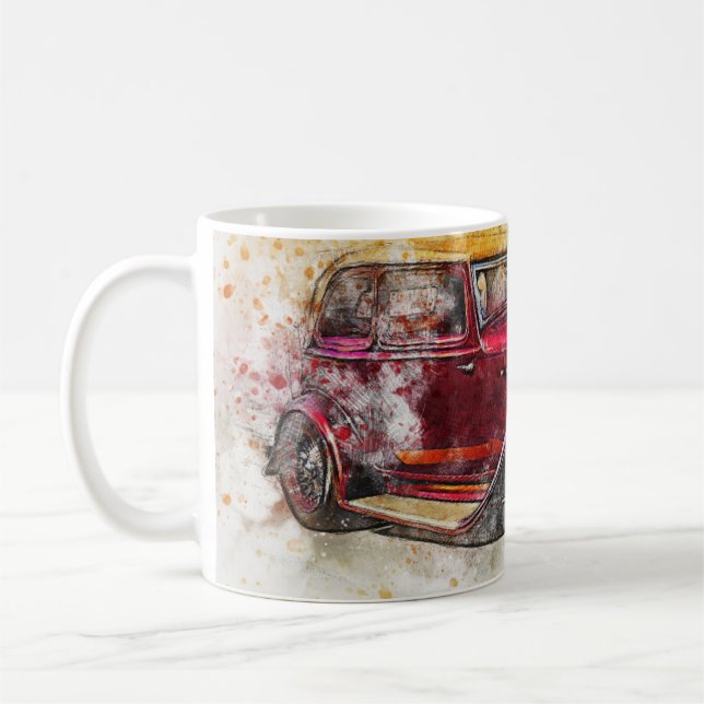 Vintage bil Abstrakt Graphic Kaffemugg (Vänster)