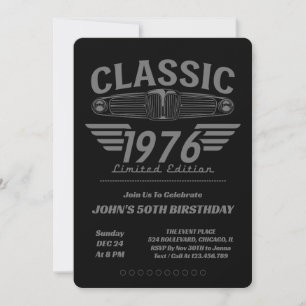 Vintage Bil Älskare 1976 Tillverkad 1976 50-årsdag Inbjudningar