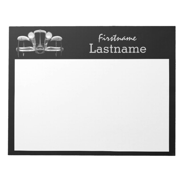 Vintage bil anpassningsbar anteckningsblock (Framsida)