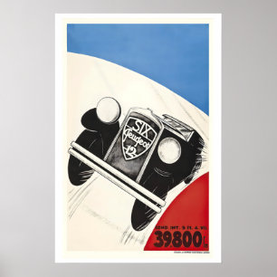 Vintage bil bil racing affisch
