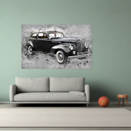 Vintage bil Black 1941 Packard 110 Automobile Art  Poster