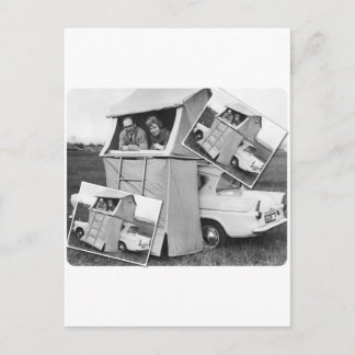Vintage bil Camping Caravan Vykort