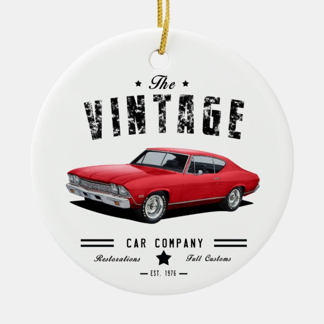 Vintage bil Company Chevelle Julgransprydnad Keramik (Framsidan)