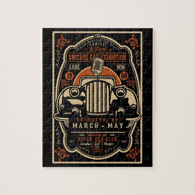 Vintage bil Exhibition Poster Pussel (Vertikal)