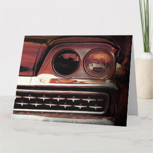 Vintage bil Grill Headlights Big Birthday Card Kort