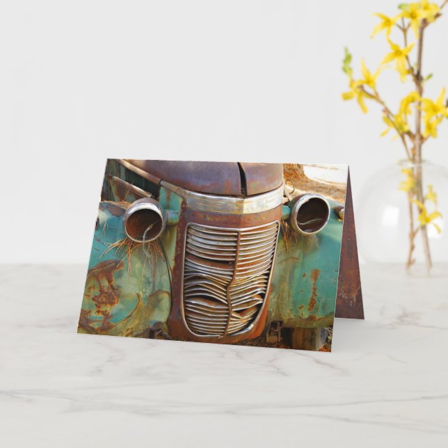 Vintage bil grillkort kort (Gul blomma)