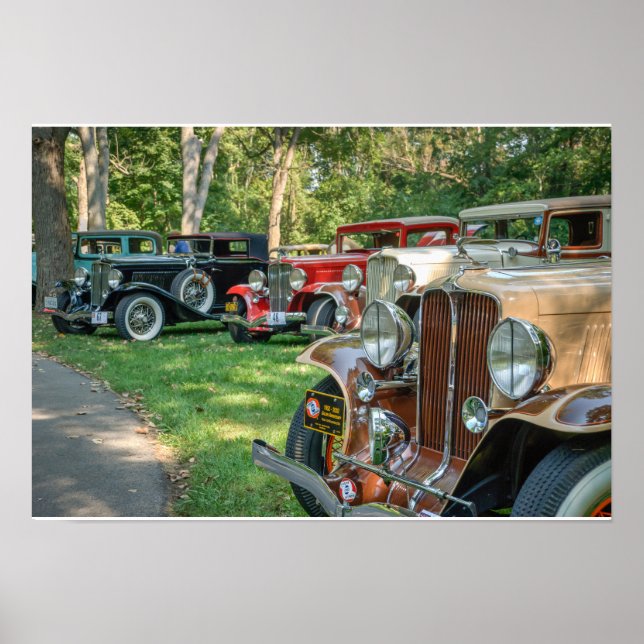 Vintage bil-gruppen - Färg Poster (Framsidan)