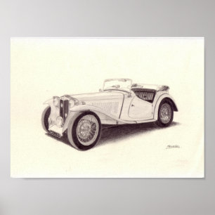 Vintage bil: MG TC Poster