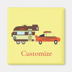 Vintage bil och Camper Thunder_Cove Magnet