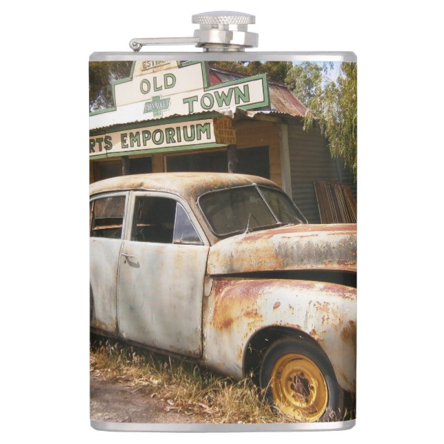 Vintage bil och Garage, höftkolv Fickplunta (Framsidan)