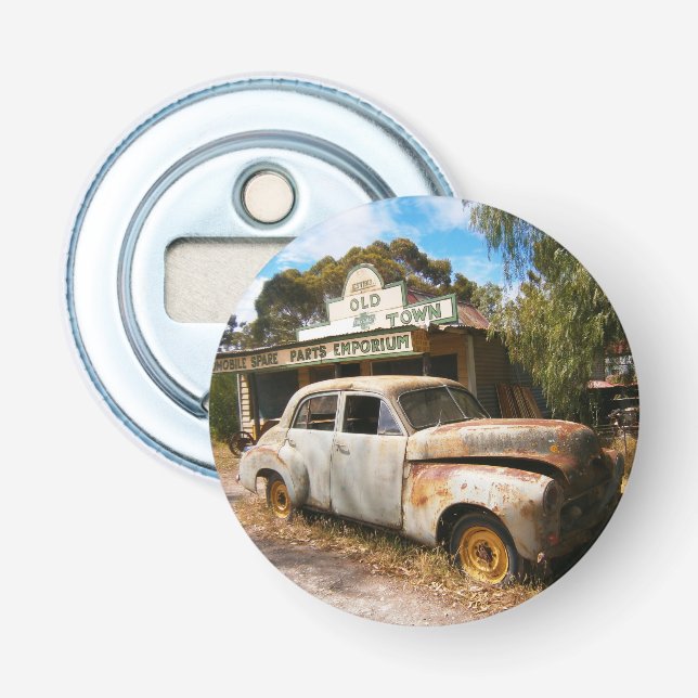 Vintage bil och Garage, öppnare Flaska (Framsidan)