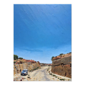 Vintage bil på en tålig Desert Road Fototryck