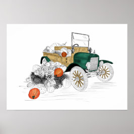Vintage bil Pumpkin Harvest Poster
