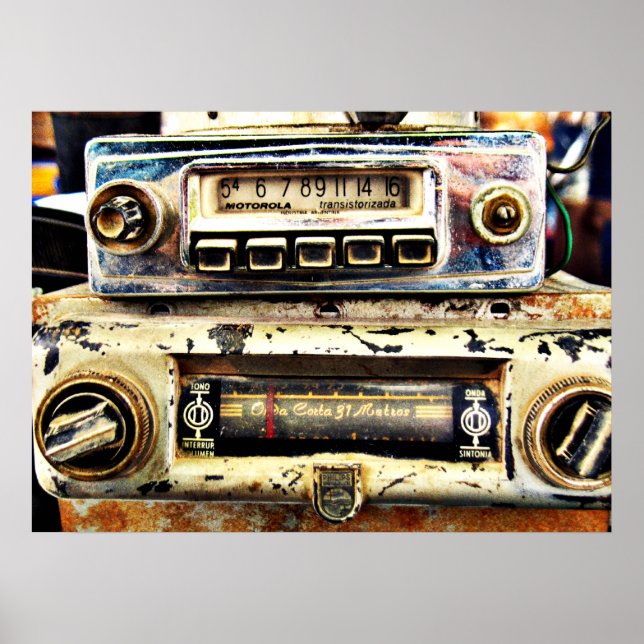 Vintage bil radioapparater poster (Framsidan)