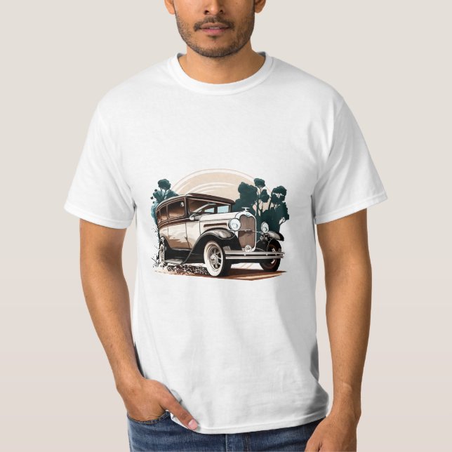 Vintage bil - Retro Auto Elegance T-shirt (Framsida)
