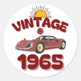 vintage bil runt klistermärke