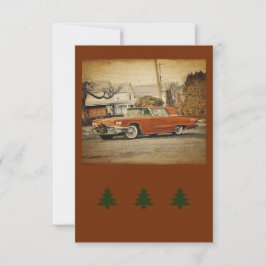 Vintage bil T-Bird-Helgdag-kort för flata hälsning Kort