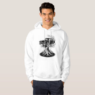 Vintage Bil Träd Tatuering Flash Design Hoodie