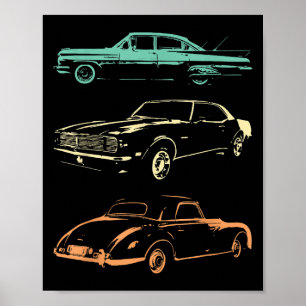 Vintage bilar - 80- och 90-talsgrafikprocessor poster