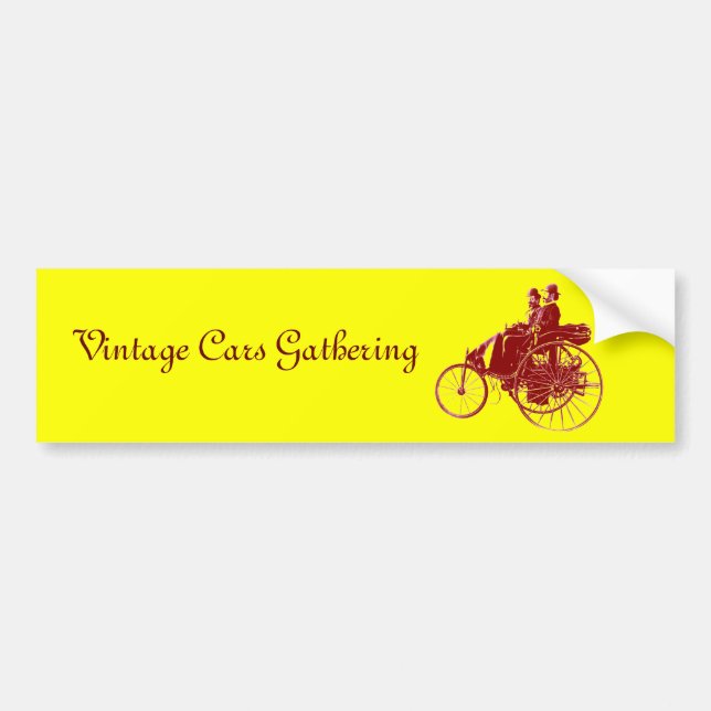 Vintage bilar Gathering , gult brun Bildekal (Framsidan)