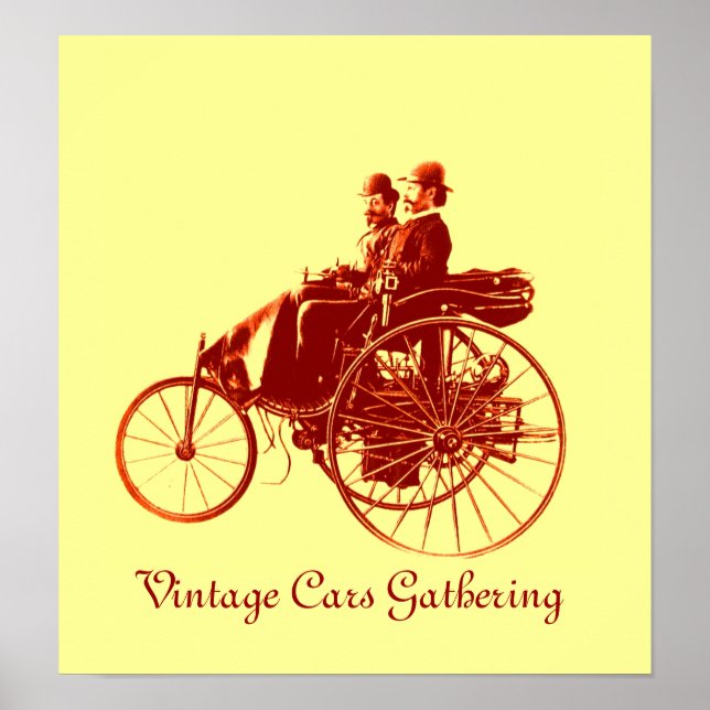 Vintage bilar Gathering , gult brun Poster (Framsidan)