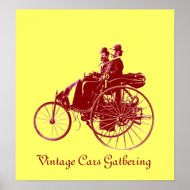 Vintage bilar Gathering , gult brun Poster (Framsidan)