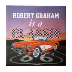 Vintage bilar - Gift - Route 66 - SRF Kakelplatta