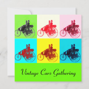 Vintage bilar INSAMLING POP ART Inbjudningar